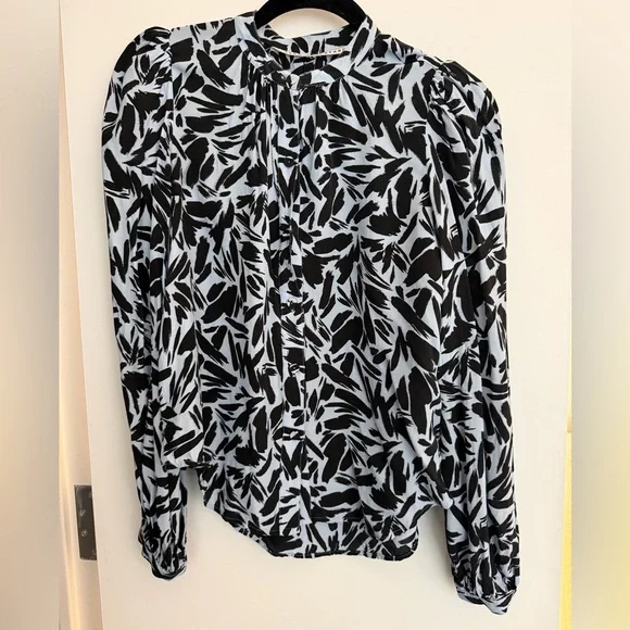 Veronica Beard Abstract Black and Blue Blouse - Picture 2 of 6